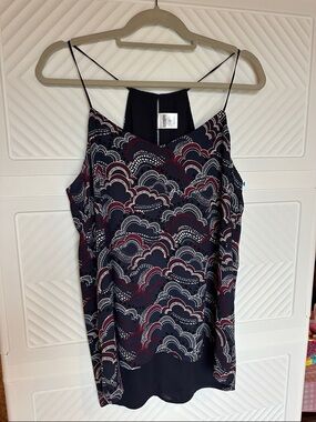 Express Navy & Burgundy Patterned Spaghetti-Strap Camisole